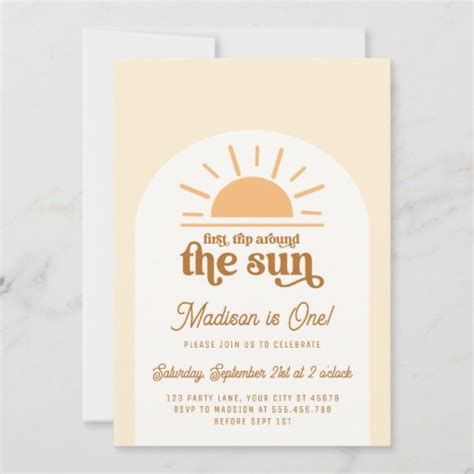 Boho First Trip Around The Sun 1st Birthday Party Invitation Zazzle