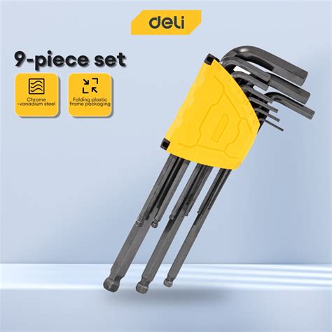 Deli Tool 9Pcs Set Allen Hex Key Set Torx Wrench Set Allen Wrench