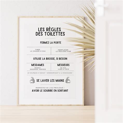 Affiche R Gles Des Toilette Affiche Minimaliste Imprimer D Coration