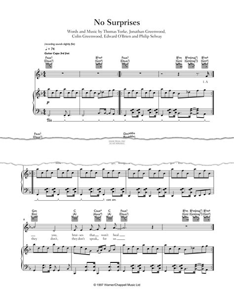 No Surprises (Radiohead) | Sheet Music: Guitar, Piano, Voice | PDF Download