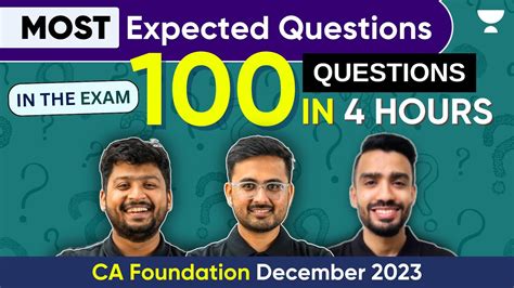 100 Questions In 4 Hours Most Expected Questions In Exam Ca