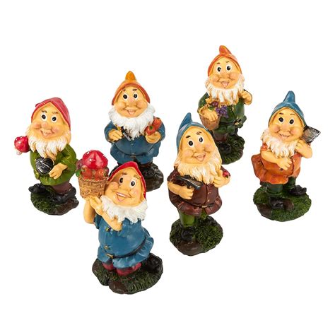 Juvale Set Of 6 Mini Gnome Figures Fairy Garden Gnomes Figurines