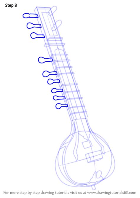 draw sitar musical instruments step  step