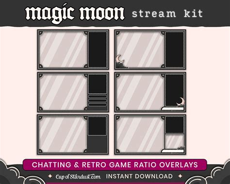 Magic Moon Twitch Overlays Animated Stream Package Lunar Etsy