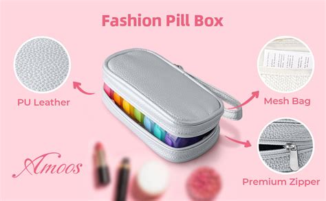 Amazon AMOOS Cute Pill Organizer 2 Times A Day PU Leather Pill