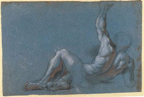 Antoine Coypel Seated Male Nude Seen From Behind Reaching Up With