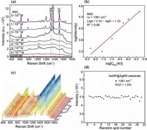 A Sers Spectra Of R6g With Different Concentrations Acquired From The