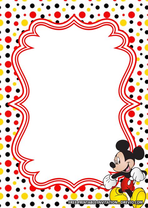 Free Polkadot Mickey Mouse Invitation Templates