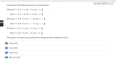 Consider The Following Pairs Of ElectronThe Pairs Of Electrons Present