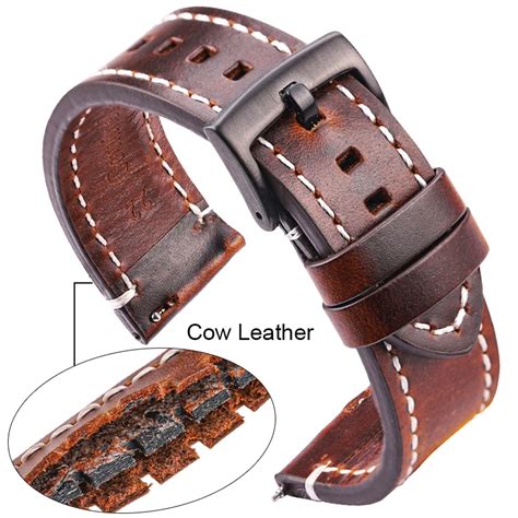 Genuine Leather Watchbands 18mm 20mm 22mm 24mm Black Dark Brown Women