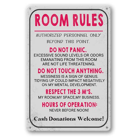 Room Rules Sign For Teen Girls Boy Bedroomgaming Room Door Decor Dorm