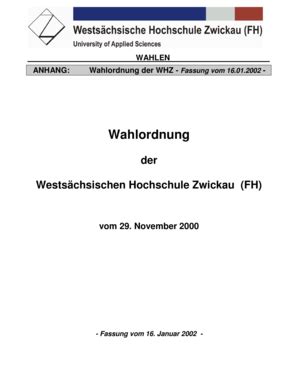 Ausf Llbar Online Wahlordnung Der Whz Fassung Vom Wests