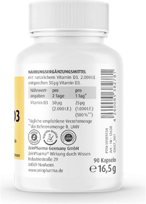 Vitamin D I E Veg Kapseln Zeinpharma Vitalabo