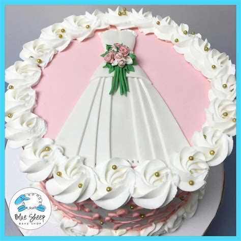 Blush Wedding Gown Bridal Shower Cake – Blue Sheep Bake Shop