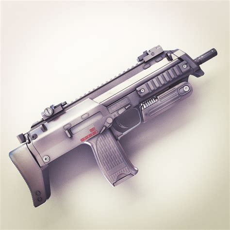 MP7 Submachine gun Hi-Res 3D Model .max .obj .fbx .lwo .lw .lws .ma .mb ...