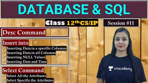 DATABASE SQL Class 12 CS IP Desc Command Insert Into Select