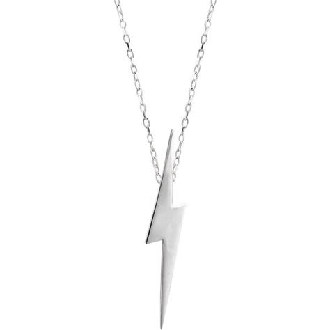 Edge Only Pointed Lightning Bolt Pendant Silver Lightning Bolt