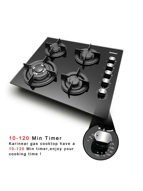 Karinear Tempered Glass Gas Cooktop Drop In 24 Inches Gas Cooktop 4