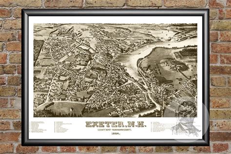 Vintage Exeter Map 1884 Old Map Of Exeter New Hampshire Etsy