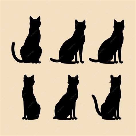 Premium Vector Kitty Set Black Silhouette Vector Clip Art