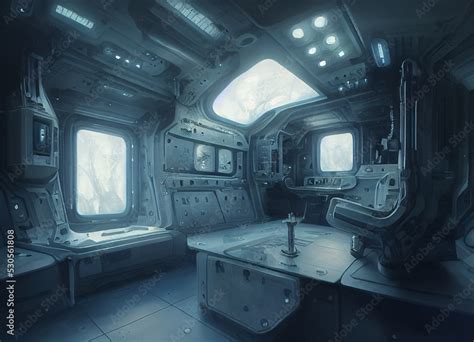 interior of alien spaceship, digital art, background Stock Illustration ...