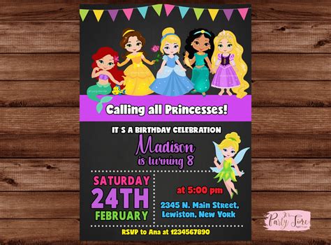 Invitación A Princesas Disney Invitaciones A Princesas Etsy México