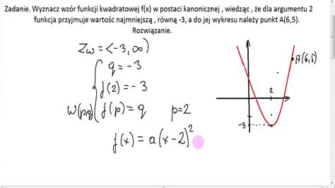 Zadanie 7 Wyznaczanie Wzoru Funkcji Kwadratowej W Postaci Kanonicznej