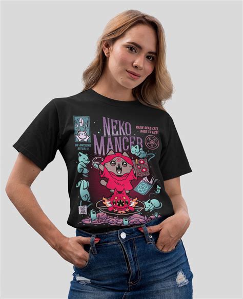 Neko Mancer Goth Gothic Kawaii Aesthetic Illustration Unisex T Shirt Teepital Everyday New