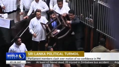 Sri Lanka Political Turmoil Parliament Members Clash Over Motion Of No