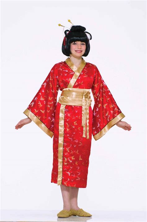 Girls Kimono Red Asian Geisha Madame Butterfly Costume Costumeville