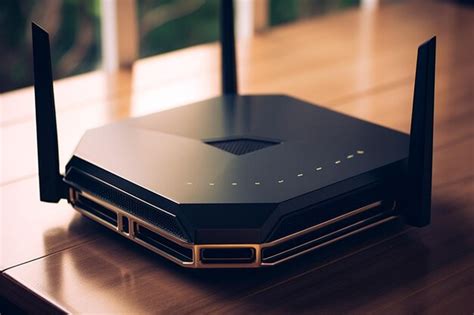 Vista de um roteador wifi na mesa pronto para fornecer uma experiência