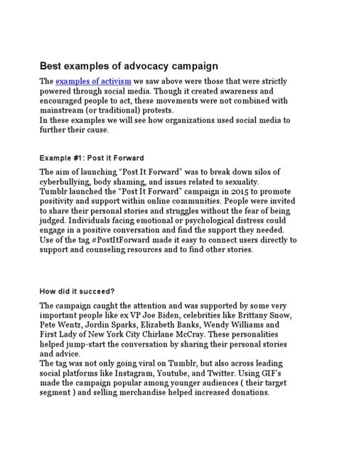 Best Examples Of Advocacy Campaign Pdf