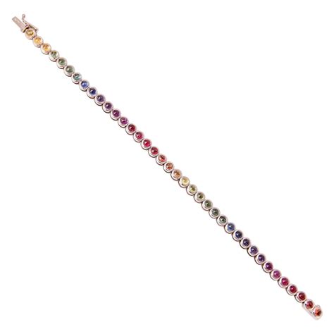 Rainbow Sapphires 18 Karat White Gold Tennis Bracelet At 1stdibs