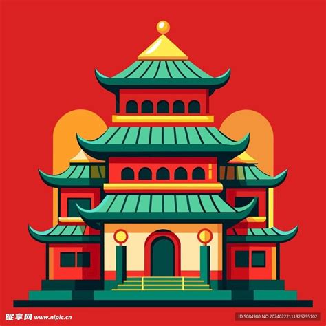 中国风古建筑插图设计图建筑园林自然景观设计图库昵图网