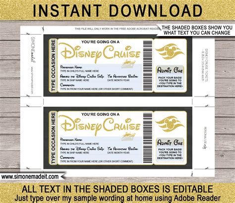 Printable Disney Cruise Ticket