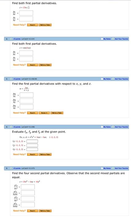 Solved Find Both First Partial Derivatives Need Help Find Chegg