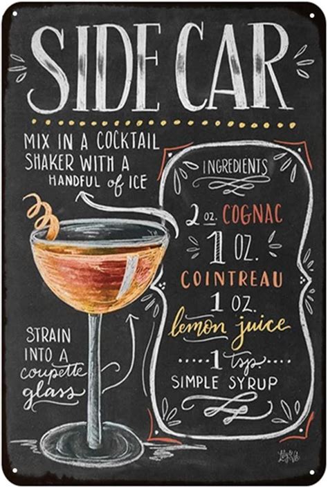 The Side Car Cocktail Recipe On A Chalkboard