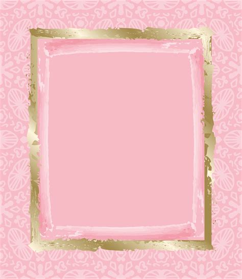 Gold Square Frame Made Of Brush Strokes On A Pink Background