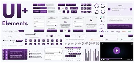 set  modern purple web interface elements designed