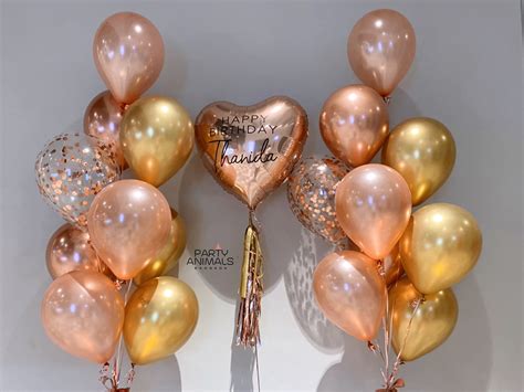 ลูกโป่งวันเกิด ลูกโป่งเซอร์ไพรส์ Birthday Balloon 24 Heart Rose Gold And Chrome Gold Balloon