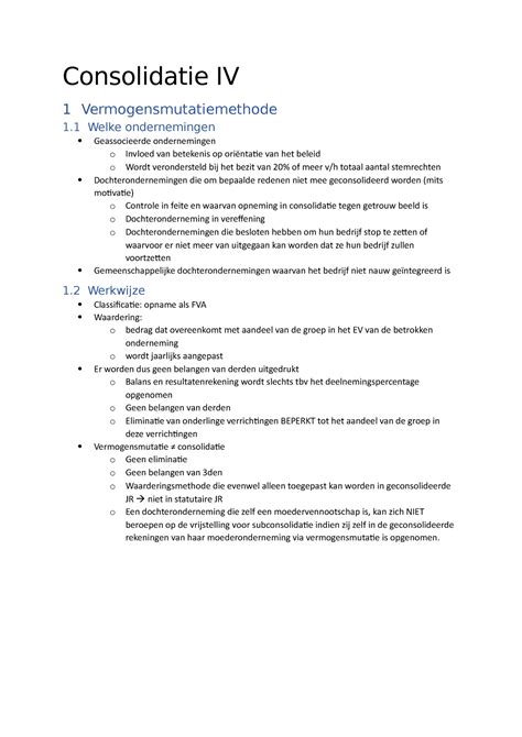 Consolidatie IV Samenvatting Consolidatie IV 1