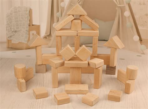 43 Building Blocks Wooden Block Set Toddler Wooden Toys Etsy