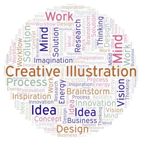 Creative Illustration Word Cloud Made With Text Only Stock