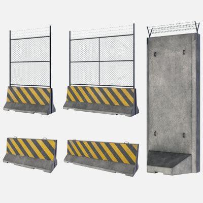 Set of 5 Concrete Barriers - 3D Model by iQuon