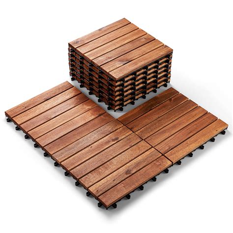 Buy Solid Wood Interlocking Flooring Tiles Pack Of X