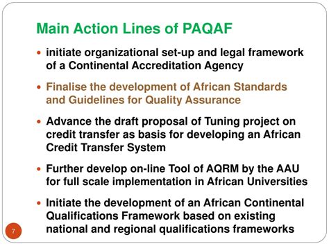 PPT The Main Action Lines Of The Pan African Quality Assurance And