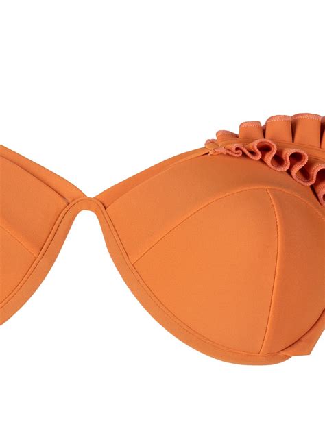 Andrea Iyamah Mulan Ruffle Strap Bikini Top Orange Glami Si