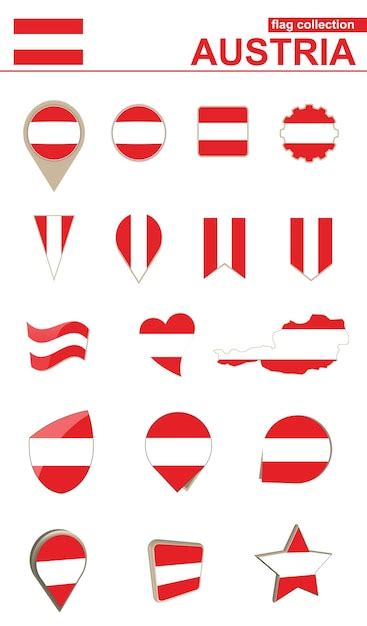 Premium Vector Austria Flag Collection Big Set For Design Vector Illustration