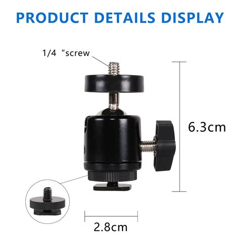 GetUSCart QYXINC Hot Shoe Mount Adapter 360 Degree Swivel Mini Ball Head With 1 4 Inch Screw