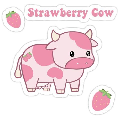 Strawberry Cow Pack Sticker For Sale By Ameliiagrace Cute Stickers